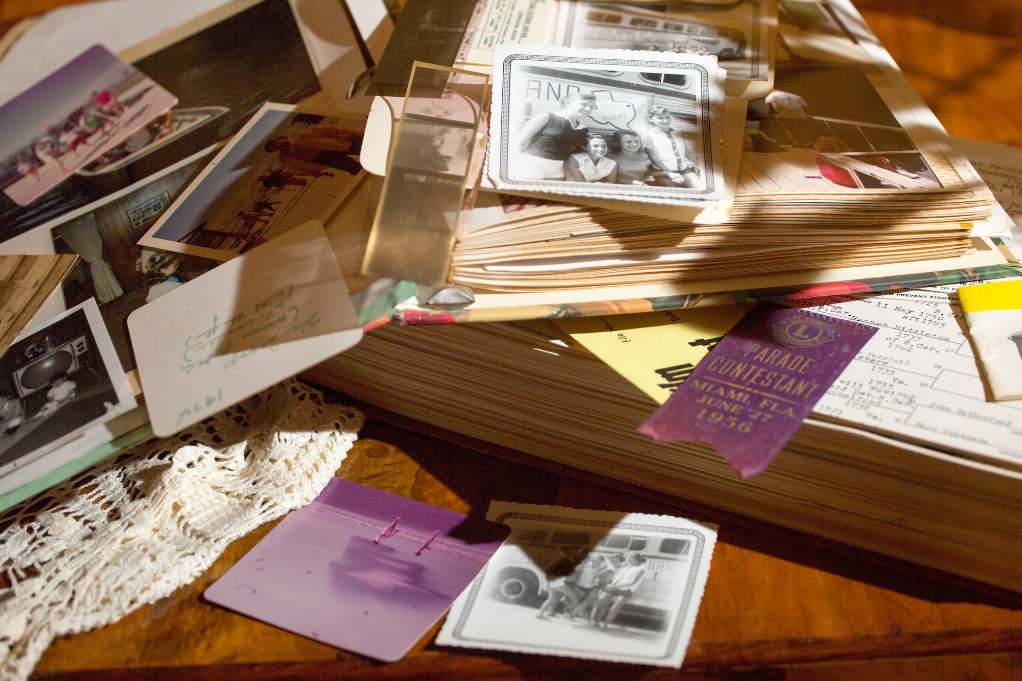 Old photoalbums stacked